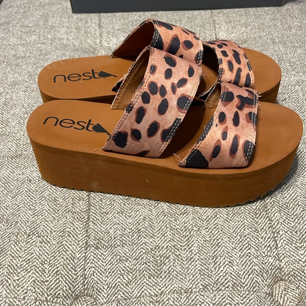 Nest Footwear Dual Strap Leopard Print Platform
